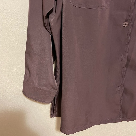 Purple Button Down Blouse 14PW - Picture 3 of 7